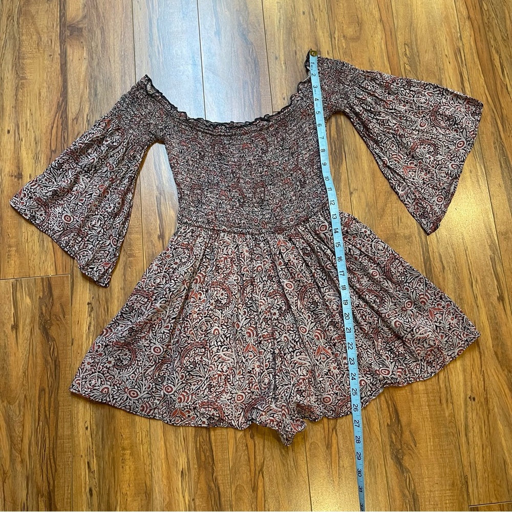 Ecote Boho Chic Witchycore OffShoulder Smocked Paisley Romper Size S - Picture 4 of 16